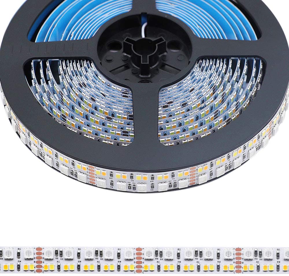 DC12/24V RGB+CCT 1350LEDs Dual Row LED Strips - 90 5050SMD RGB + 180 2835SMD CCT Flexible LED Tape Lights - 16.4ft Per Reel - 270LEDs/meter